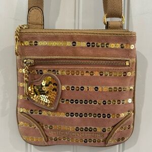Juicy Couture Pink and Gold Crossbody Bag with Studded Design